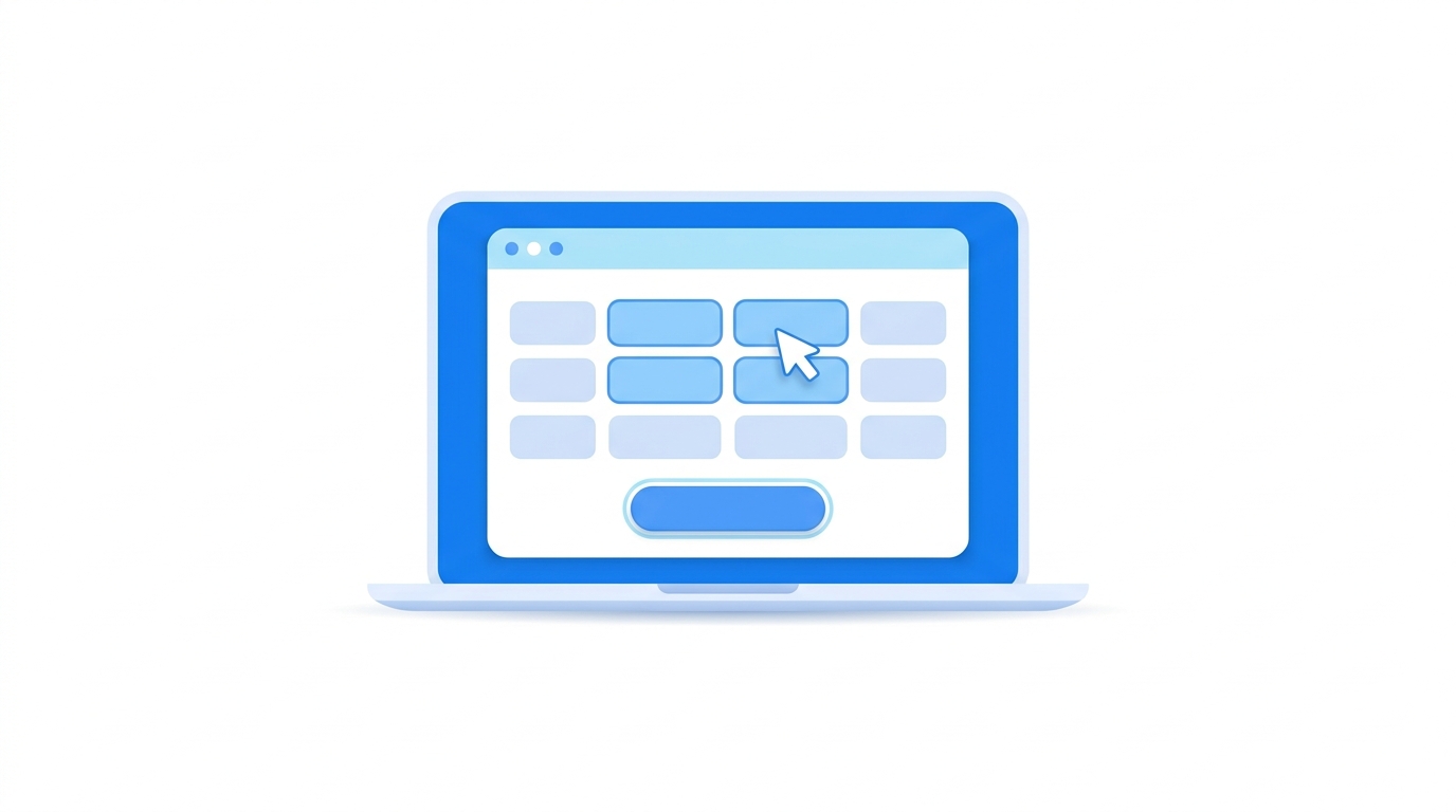 Online clinic booking website open on a laptop with a calendar of available slots